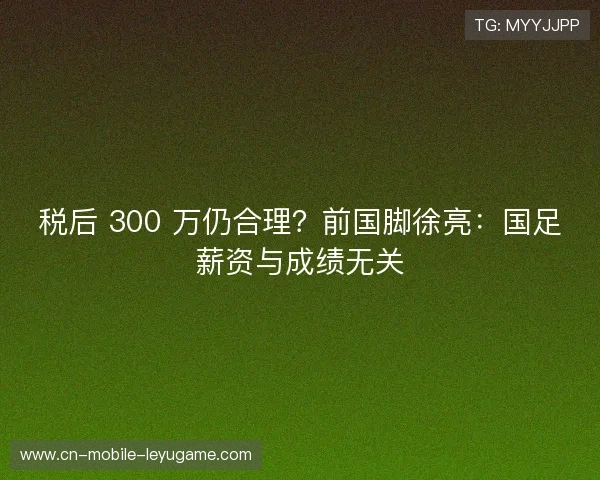 税后 300 万仍合理？前国脚徐亮：国足薪资与成绩无关